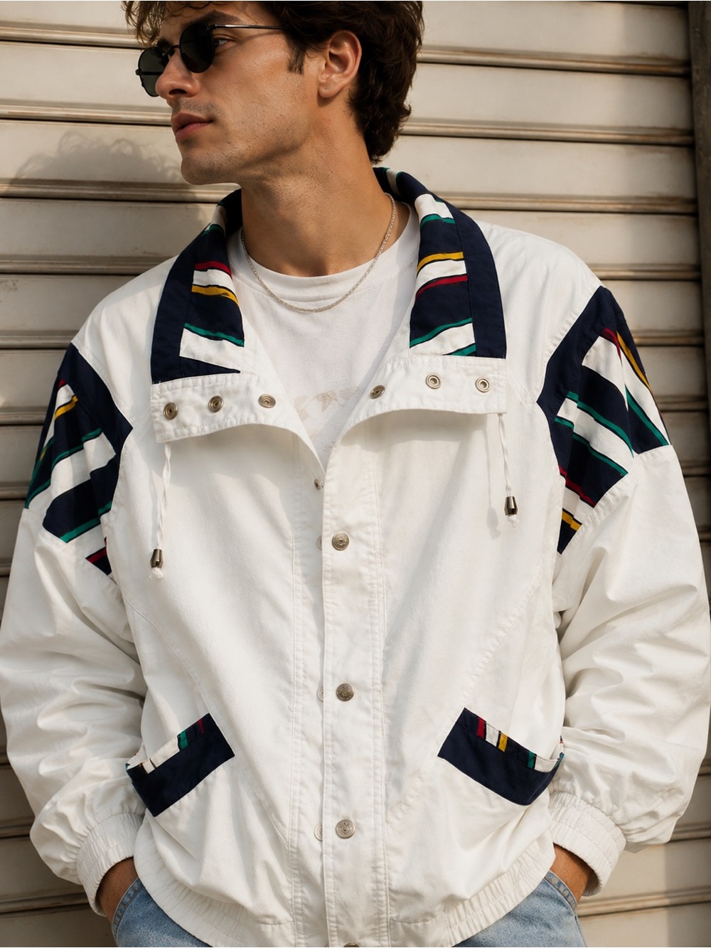 Vintage Current Seen Men's/Unisex Color-block Windbreaker Jacket